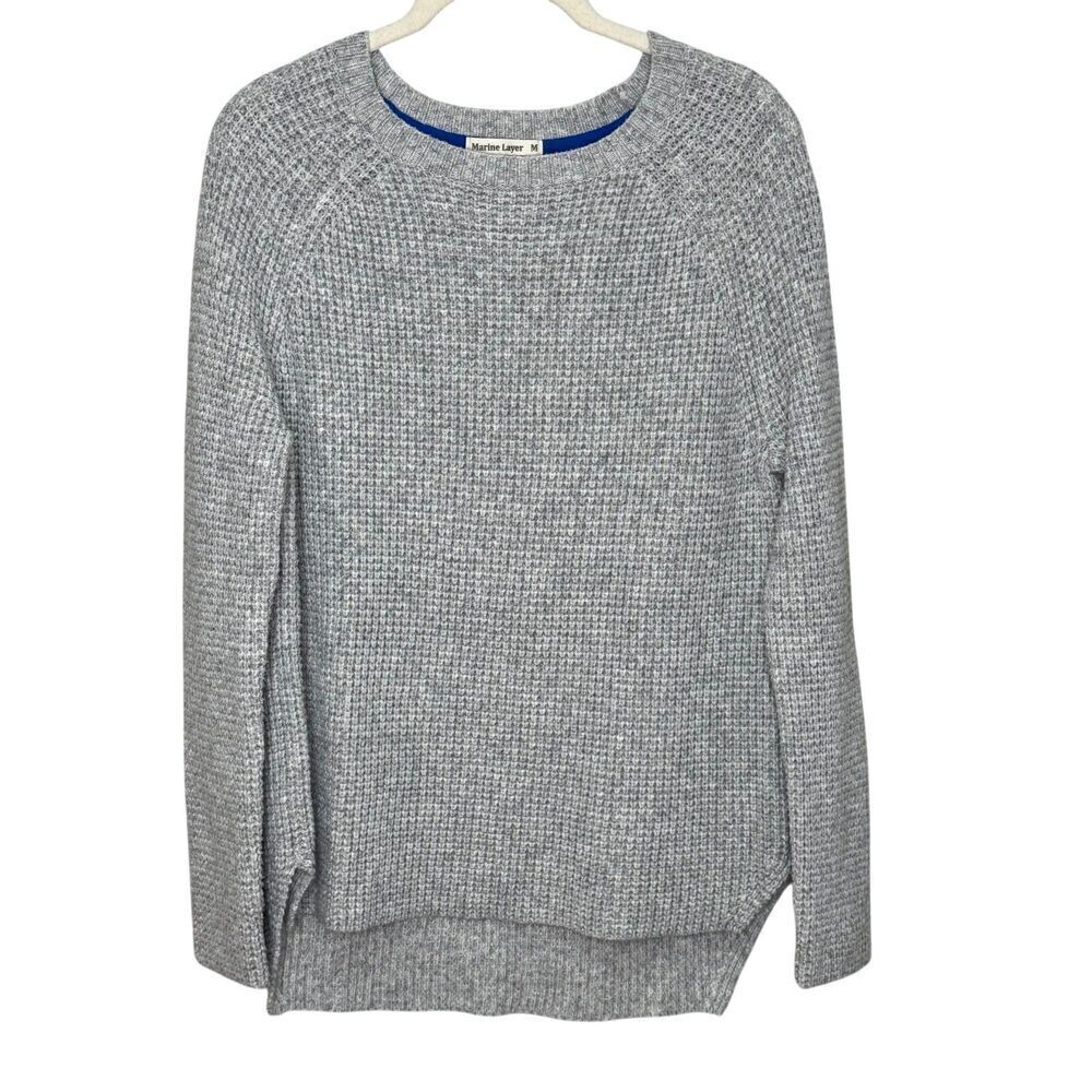 Marine Layer Aspen Sweater Womens Size Medium Gray Pineapple Stitch Soft Cozy
